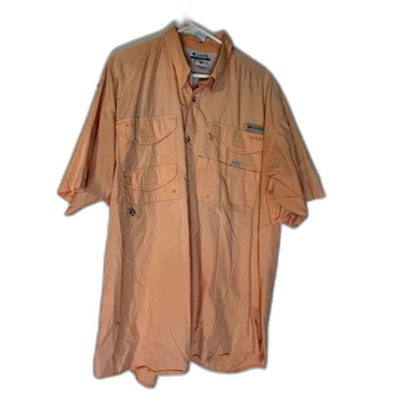 Columbia Performance Fishing Gear Men's Peach Button Down Short Sleeve Shirt XL - Picture 1 of 7